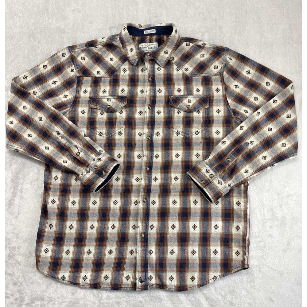 Cody James Shirt Men XL Brown Pearl Snap Regular Fit Aztec Print Western Wear